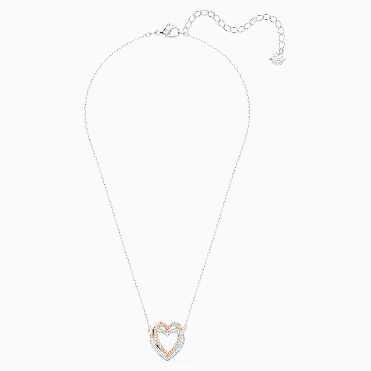 Swarovski Infinity Double Heart Necklace, White, Mixed metal finish ...