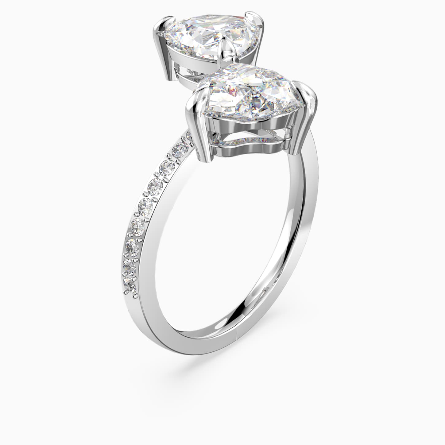 Attract Soul Heart Ring, White, Rhodium plated | Swarovski.com