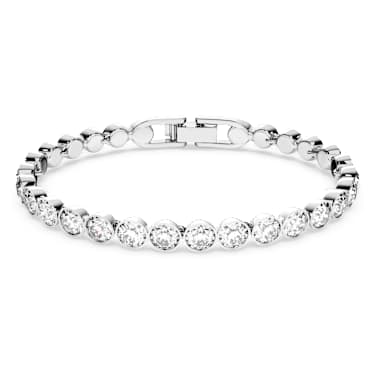 Brățară Tennis Imber, Tăietură rotundă, Alb, Placat cu rodiu - Swarovski, 1791305