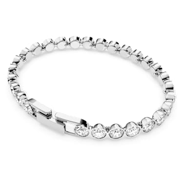 Brățară Tennis Imber, Tăietură rotundă, Alb, Placat cu rodiu - Swarovski, 1791305