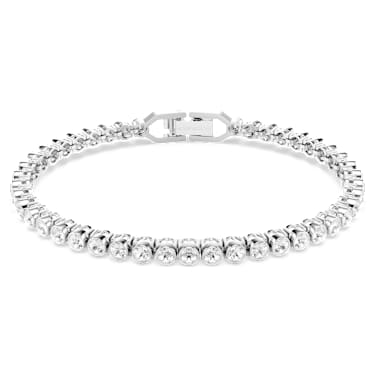 Emily Tennis bracelet, Round cut, White, Rhodium plated - Swarovski, 1808960