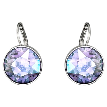 Bella drop earrings, Round cut, Purple, Rhodium plated - Swarovski, 5030703