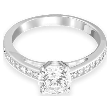 Stilla Attract ring, Round cut, Pavé, White, Rhodium plated - Swarovski, 5032922
