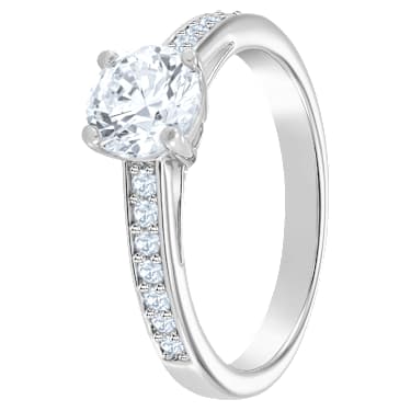 Stilla Attract ring, Round cut, Pavé, White, Rhodium plated - Swarovski, 5032922