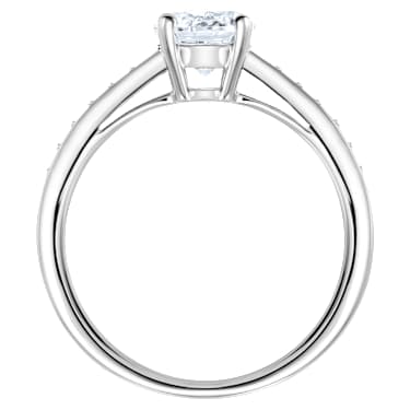 Stilla Attract ring, Round cut, Pavé, White, Rhodium plated - Swarovski, 5032922