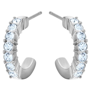 Mini Hoop hoop earrings, Blue, Rhodium plated - Swarovski, 5073036