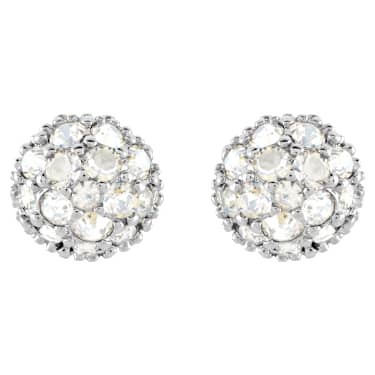 Euphoria 耳钉, 圆形, 白色, 镀铑 - Swarovski, 5073039