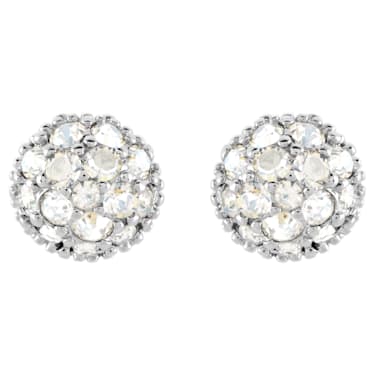 Euphoria stud earrings, Round shape, White, Rhodium plated - Swarovski, 5073039