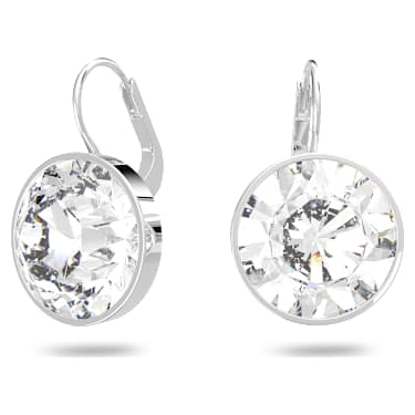 Pendants d'oreilles Bella Mini, Taille ronde, Blanches, Métal rhodié - Swarovski, 5085608