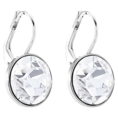 Pendants d'oreilles Bella Mini, Taille ronde, Blanches, Métal rhodié - Swarovski, 5085608