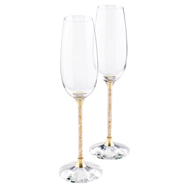 Crystalline Toasting Flutes Gold Tone Set of 2 Swarovski