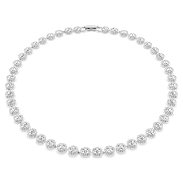 Una Angelic 项链, 圆形切割, 中号, 白色, 镀铑 - Swarovski, 5117703