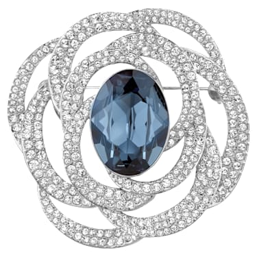 Barret bross, Kék, Ródium bevonattal - Swarovski, 5122715