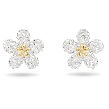 Tough ต่างหูเม็ดเดี่ยว, ดอกไม้, เหลือง, เคลือบโลหะหลากชนิด - Swarovski, 5136838