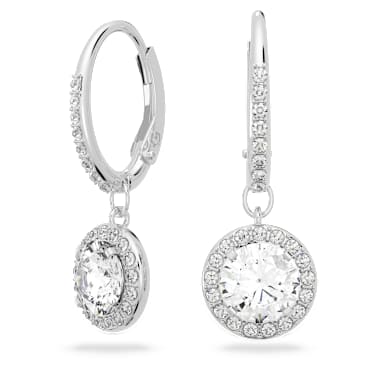 Una Angelic ドロップピアス, ラウンドカット, ホワイト, ロジウム・プレーティング - Swarovski, 5142721