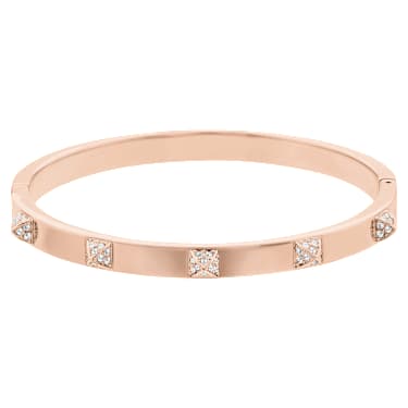 Dextera bangle, Pavé, White, Rose gold-tone plated | Swarovski