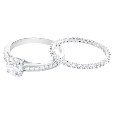 Bague Attract Parure 2 Coupe ronde Pav Blanche M tal