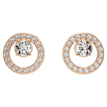 Constella stud earrings, White, Rose gold-tone plated - Swarovski, 5199827
