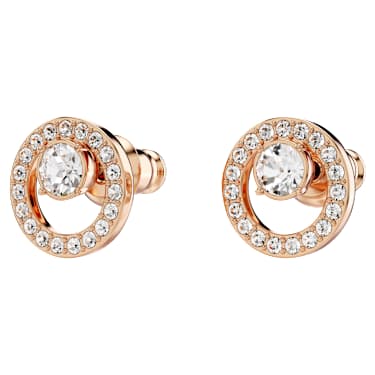 Constella stud earrings, White, Rose gold-tone plated - Swarovski, 5199827