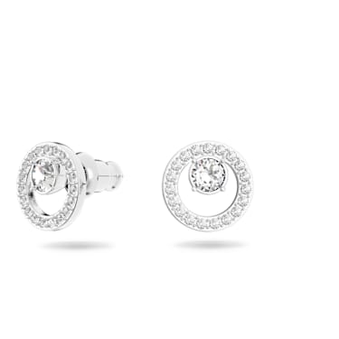 Creativity stud earrings, White, Rhodium plated - Swarovski, 5201707