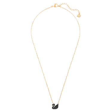 Swan pendant, Swan, Small, Black, Rose gold-tone plated - Swarovski, 5204133