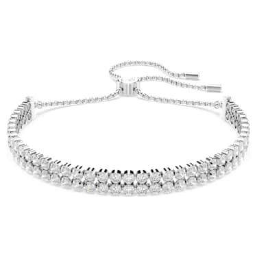 Matrix Tennisブレスレット, ラウンドカット, ホワイト, ロジウム・プレーティング | Swarovski