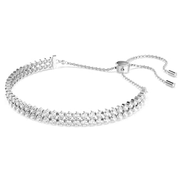 Matrix Tennis bracelet Round cut White Rhodium plated Swarovski