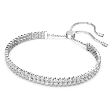Subtle bracelet, Round cut, White, Rhodium plated - Swarovski, 5221397
