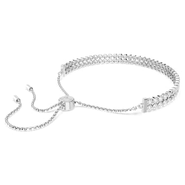 Matrix Tennis bracelet Round cut White Rhodium plated Swarovski