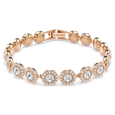 Pulsera Tennis Una Angelic, Talla redonda, Pavé, Mediana, Blanca, Baño tono oro rosa - Swarovski, 5240513