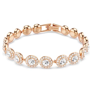 Zapestnica Una Angelic, Okrogli rez, Pavé, Srednja, Bela, V videzu rožnatega zlata 18K - Swarovski, 5240513