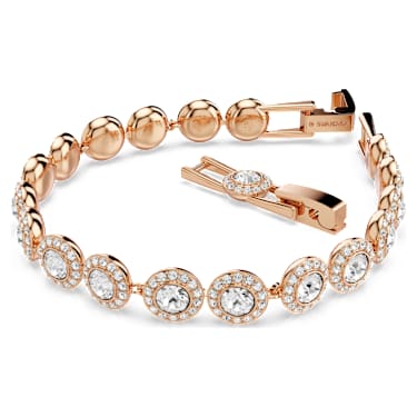 Pulsera Tennis Una Angelic, Talla redonda, Pavé, Mediana, Blanca, Baño tono oro rosa - Swarovski, 5240513