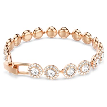Pulsera Tennis Una Angelic, Talla redonda, Pavé, Mediana, Blanca, Baño tono oro rosa - Swarovski, 5240513