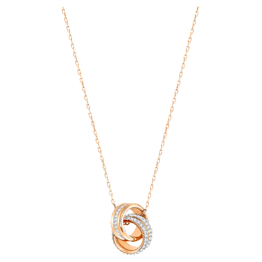 Colgante Hyperbola, Pavé, Círculos entrelazados, Blanco, Baño tono oro rosa - Swarovski, 5240525