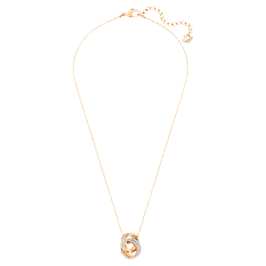 Further pendant, Pavé, Intertwined circles, White, Rose gold-tone plated