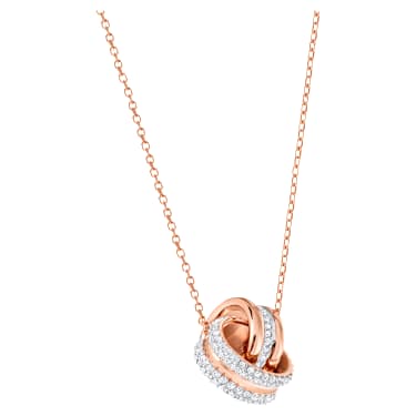 Pendente Hyperbola, Pavé, Cerchi intrecciati, Bianco, Placcato color oro rosa - Swarovski, 5240525