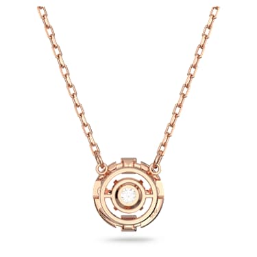 Colier Swarovski Sparkling Dance, Tăietură rotundă, Alb, Placat cu nuanță roz-aurie - Swarovski, 5272364