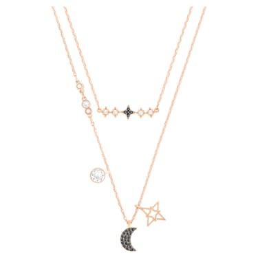 Swarovski Symbolic 項鏈, 套裝 (2), 月亮和星星, 黑色, 鍍玫瑰金色調 - Swarovski, 5273290