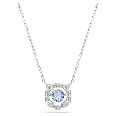 Una necklace, Round cut, Blue, Rhodium plated - Swarovski, 5279425