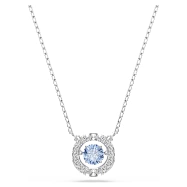 Una necklace, Round cut, Blue, Rhodium plated - Swarovski, 5279425