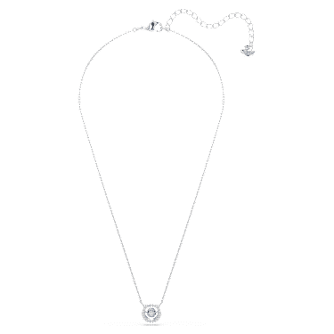 Una necklace, Round cut, Blue, Rhodium plated