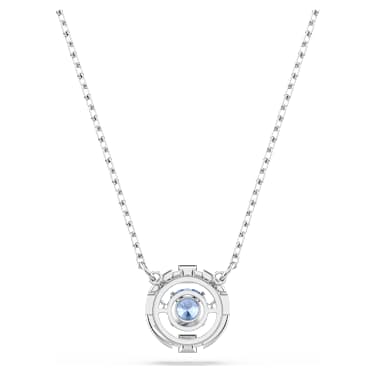 Collier Una, Taille ronde, Bleu, Métal rhodié - Swarovski, 5279425