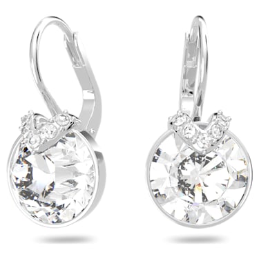 Pendants d'oreilles Bella V, Taille ronde, Blanches, Métal rhodié - Swarovski, 5292855