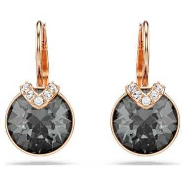 Pendants d'oreilles Bella V, Taille ronde, Grises, Doré à l’or rose 18 carats (750/1000) - Swarovski, 5299317