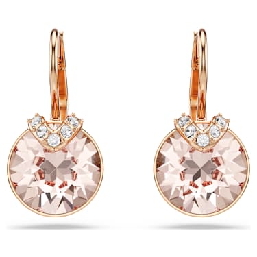 Bella V 드롭 이어링, 라운드 컷, 골드 톤, 18K 로즈 골드 피니시 - Swarovski, 5299318