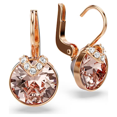 Bella V Drop-Ohrhänger, Rundschliff, Goldfarben, 18K Roségoldbeschichtet - Swarovski, 5299318