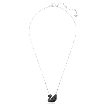 Wisiorek Swan, Łabędź, Czarny, Powłoka z rodu | Swarovski