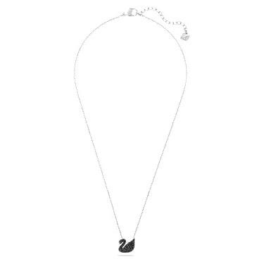 Wisiorek Swan, Łabędź, Mały, Czarny, Powłoka z rodu - Swarovski, 5347330