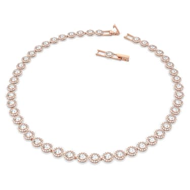 Una Angelic Tennisketting, Ronde slijpvorm, Medium, Wit, Roségoudkleurige toplaag - Swarovski, 5367845
