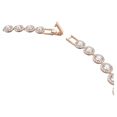 Una Angelic Tennis Halskette, Rundschliff, Mittel, Weiß, Roségold-Legierungsschicht - Swarovski, 5367845